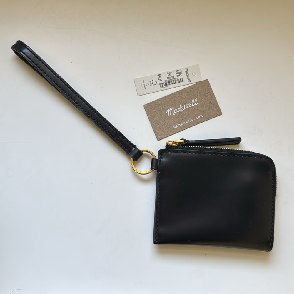 Madewell Black The Essential Small Zip Wallet Wristlet Zip Pouch NWT